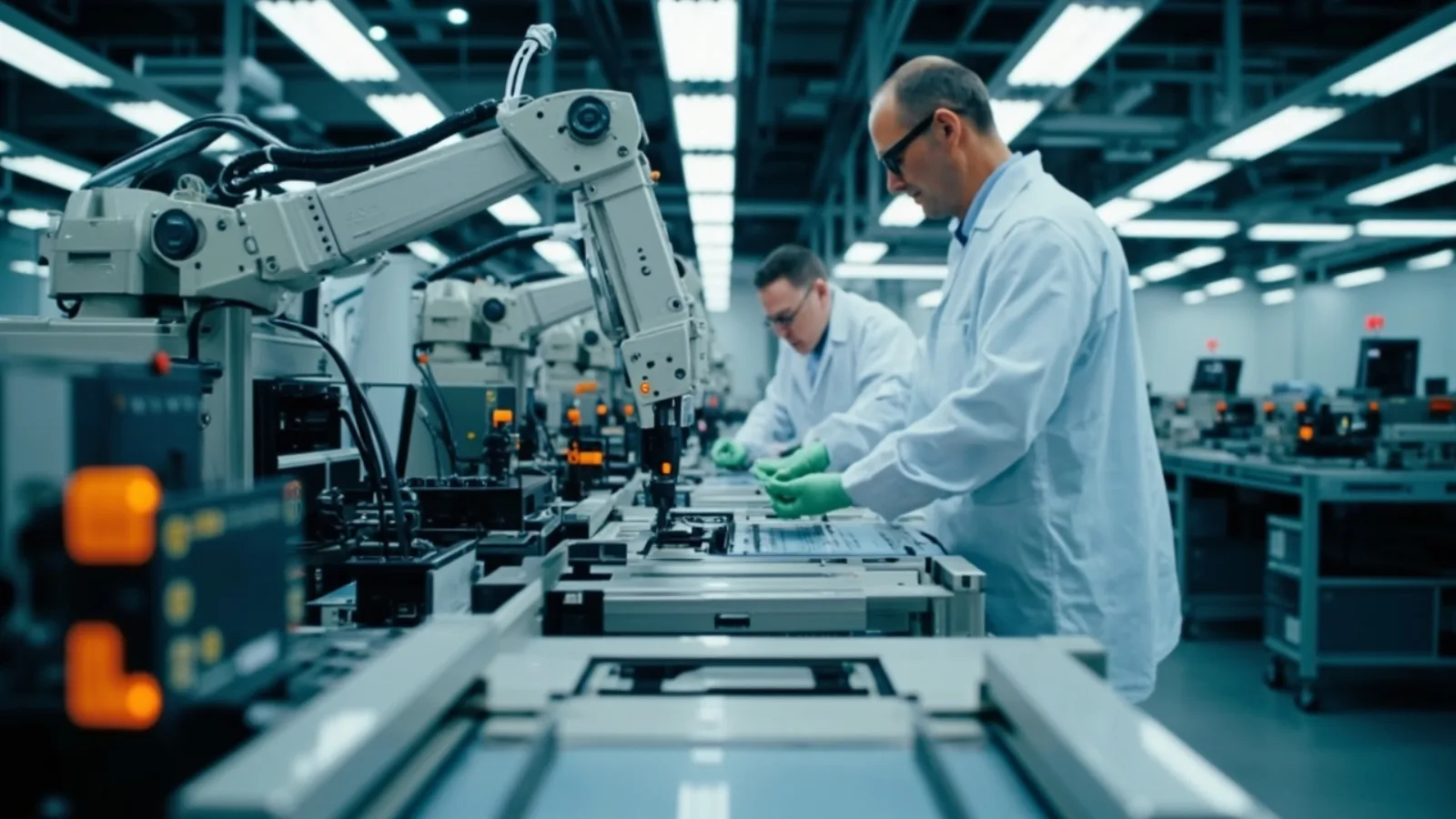 Automated SMT surface-mount line at the CYNRIN Shenzhen factory (representative visual)